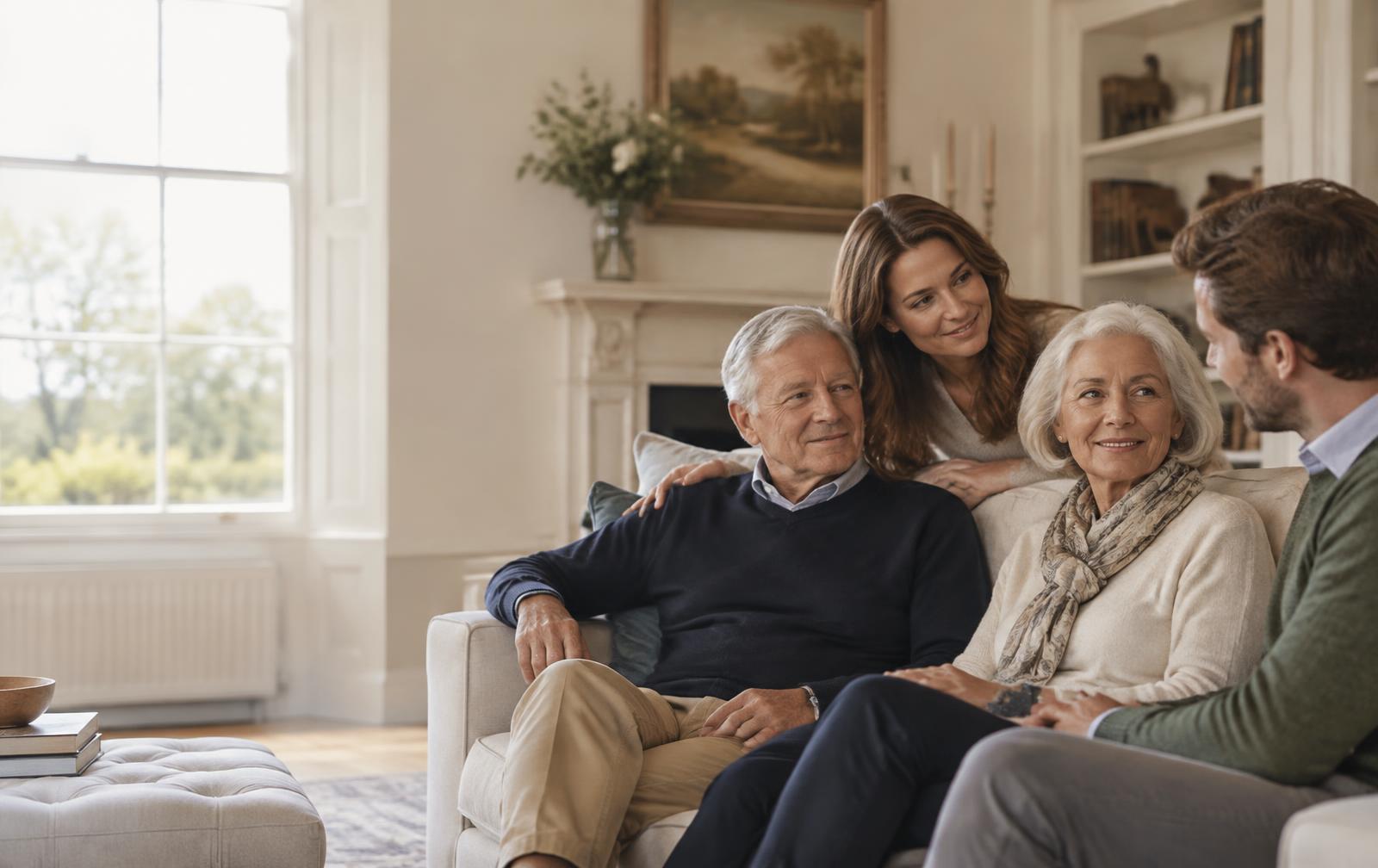 A family spending time together at home